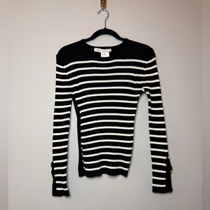 *NWT* Bishop + Young Black and White Striped Sweater Size M